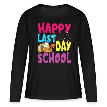 Joyeux dernier jour d'école - T-shirt manches longues Premium bio Femme - noir - Devant - Julia (174cm)
