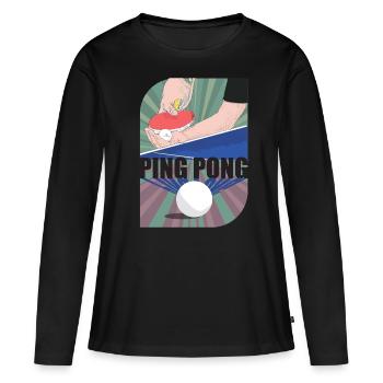 Ping Pong - T-shirt manches longues Premium bio Femme - noir - Devant - Julia (174cm)