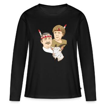 Erdogan Merkel Chèvre Satire Homme politique indien - T-shirt manches longues Premium bio Femme - noir - Devant - Julia (174cm)