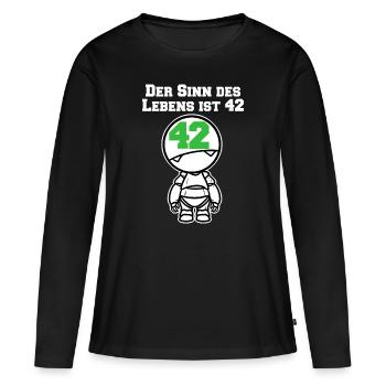 Lebenssinn 42 Anhalter Galaxis Film Nerd Geschenk - Frauen Premium Bio Langarmshirt - Schwarz - Vorne - Julia (174cm)