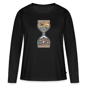 Temps de vie sens heure sablier ciel enfer tatouage - T-shirt manches longues Premium bio Femme - noir - Devant - Julia (174cm)