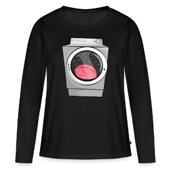 Lavage de cerveau dans la machine à laver - T-shirt manches longues Premium bio Femme - noir - Devant - Julia (174cm)