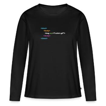 programmeur html ordinateur nerd - T-shirt manches longues Premium bio Femme - noir - Devant - Julia (174cm)