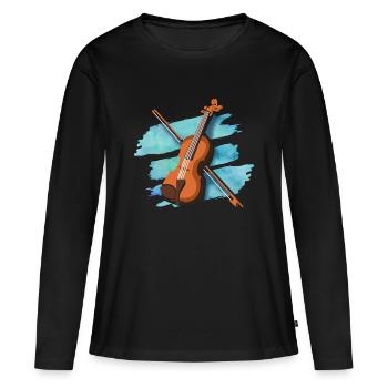 Music instrument violin violinist gift - Women's Premium Organic Long Sleeve Shirt - black - Front - Julia (174cm)