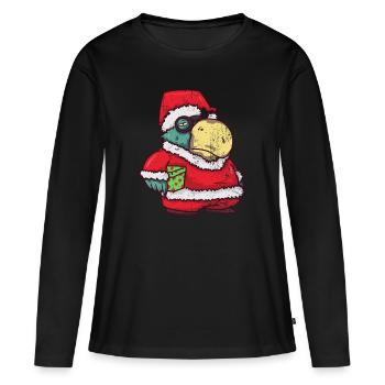 Cadeau perroquet Père Noël Noël - T-shirt manches longues Premium bio Femme - noir - Devant - Julia (174cm)