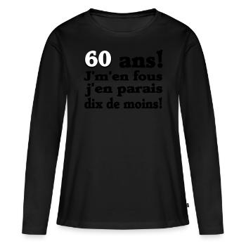 60 ans / anniversaire 60 ans / t-shirt 60 ans - T-shirt manches longues Premium bio Femme - noir - Devant - Julia (174cm)