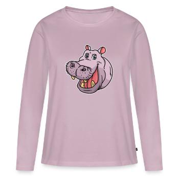 Nilpferd - Frauen Premium Bio Langarmshirt - Altrosa - Vorne - Julia (174cm)