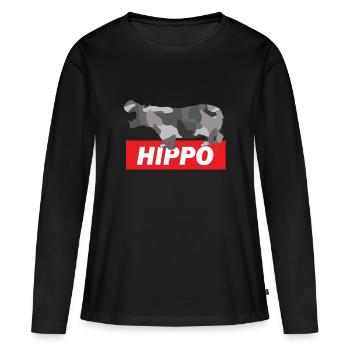 Nilpferd - Frauen Premium Bio Langarmshirt - Schwarz - Vorne - Julia (174cm)