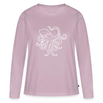 Calamar - T-shirt manches longues Premium bio Femme - rose poudré - Devant - Julia (174cm)