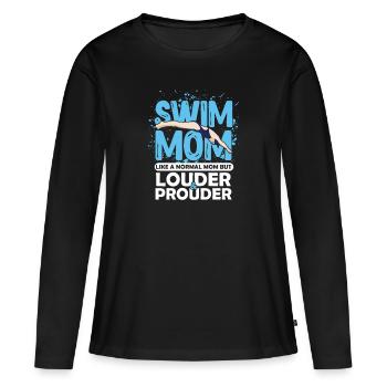 Schwimmen Mama Schwimmen Athlet Mama Schwimmer Mutter - Frauen Premium Bio Langarmshirt - Schwarz - Vorne - Julia (174cm)