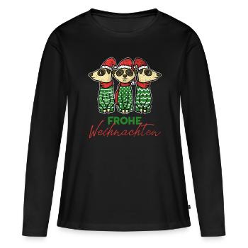 Clan Suricate Noël Père Noël - T-shirt manches longues Premium bio Femme - noir - Devant - Julia (174cm)