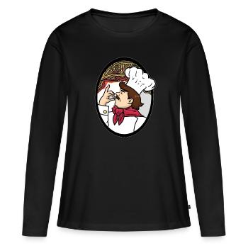 Chef spaghetti - T-shirt manches longues Premium bio Femme - noir - Devant - Julia (174cm)