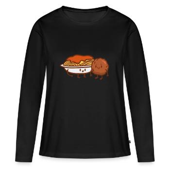Spaghettis - T-shirt manches longues Premium bio Femme - noir - Devant - Julia (174cm)