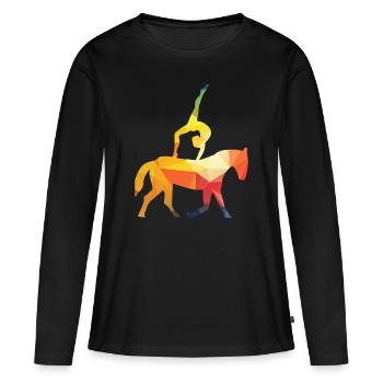 Voltigieren Gymnastik Pferdesport - Frauen Premium Bio Langarmshirt - Schwarz - Vorne - Julia (174cm)