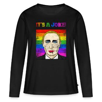 Cadeau politicien blague Poutine - T-shirt manches longues Premium bio Femme - noir - Devant - Julia (174cm)