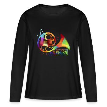 Instrument de musique en laiton - T-shirt manches longues Premium bio Femme - noir - Devant - Julia (174cm)