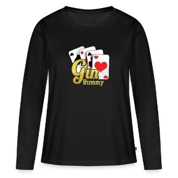 Cartes Gin Rummy Jeu TwoPlayer Card French Cards - T-shirt manches longues Premium bio Femme - noir - Devant - Julia (174cm)