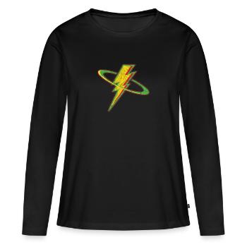 Awesome Distressed Vintage Lightning Thunder Bolt - Women's Premium Organic Long Sleeve Shirt - black - Front - Julia (174cm)