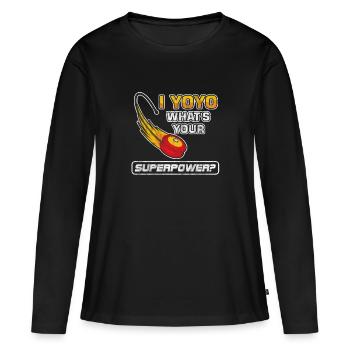 Professionelles Spielzeug Spielzeug Stringed Game Zeitvertreib - Frauen Premium Bio Langarmshirt - Schwarz - Vorne - Julia (174cm)