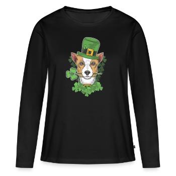 Chien irlandais | Chien doux St Patrick - T-shirt manches longues Premium bio Femme - noir - Devant - Julia (174cm)