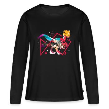 Velociraptor polygone - T-shirt manches longues Premium bio Femme - noir - Devant - Julia (174cm)