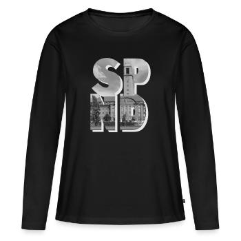 Spandau - Frauen Premium Bio Langarmshirt - Schwarz - Vorne - Julia (174cm)