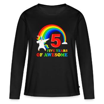5th birthday gift 5 years dabbing unicorn - Women's Premium Organic Long Sleeve Shirt - black - Front - Julia (174cm)