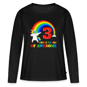 3rd birthday gift 3 years dabbing unicorn - Women's Premium Organic Long Sleeve Shirt - black - Front - Julia (174cm)