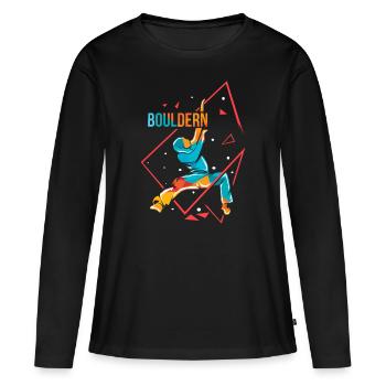 Bouldern Polygon - Frauen Premium Bio Langarmshirt - Schwarz - Vorne - Julia (174cm)