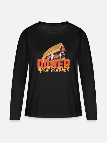 Döner macht schöner - Frauen Premium Bio Langarmshirt - Schwarz