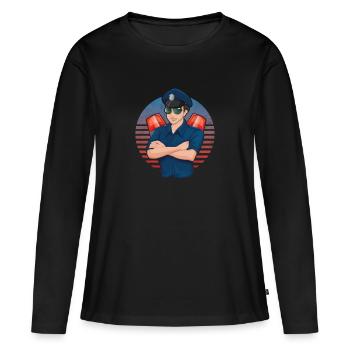 Polizeibeamter Polizistin Agent Law Cop Vintage - Frauen Premium Bio Langarmshirt - Schwarz - Vorne - Julia (174cm)