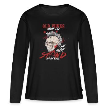 Old Punk Never Die Funny Metalcore Rock Music - T-shirt manches longues Premium bio Femme - noir - Devant - Julia (174cm)