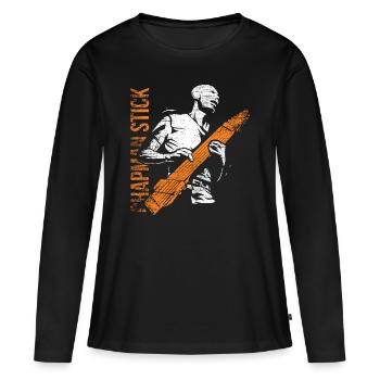 Chapman Stick Cadeau - T-shirt manches longues Premium bio Femme - noir - Devant - Julia (174cm)