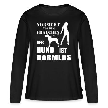 Chien - T-shirt manches longues Premium bio Femme - noir - Devant - Julia (174cm)