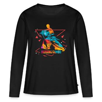Haidong Gumdo - T-shirt manches longues Premium bio Femme - noir - Devant - Julia (174cm)