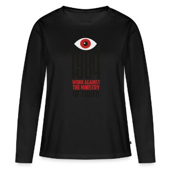 1984 - T-shirt manches longues Premium bio Femme - noir - Devant - Julia (174cm)