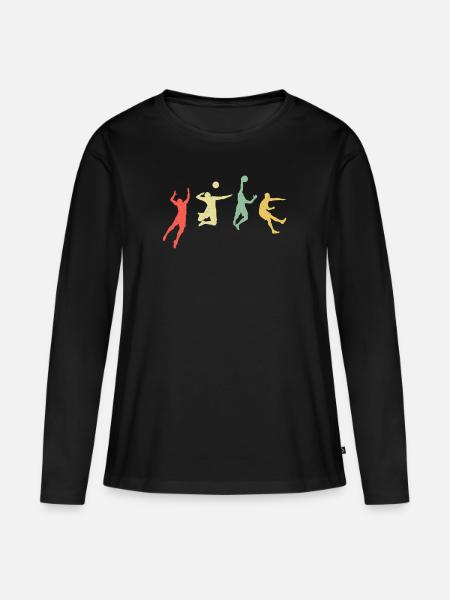 Retro Volleyball - Frauen Premium Bio Langarmshirt - Schwarz