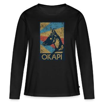 Okapi gift - Women's Premium Organic Long Sleeve Shirt - black - Front - Julia (174cm)