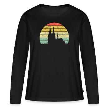 Cologne Dom Skyline Cologne Rétro idée cadeau vintage - T-shirt manches longues Premium bio Femme - noir - Devant - Julia (174cm)
