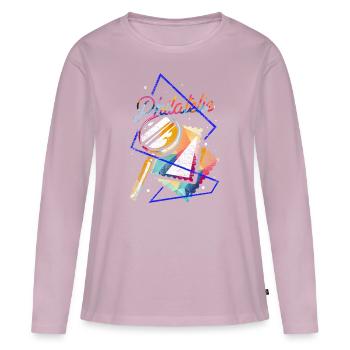 Philatélie cadeau polygone - T-shirt manches longues Premium bio Femme - rose poudré - Devant - Julia (174cm)