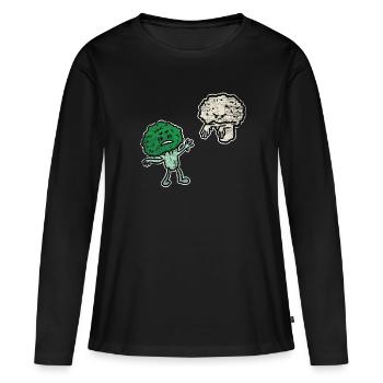 Brocoli chou-fleur - T-shirt manches longues Premium bio Femme - noir - Devant - Julia (174cm)