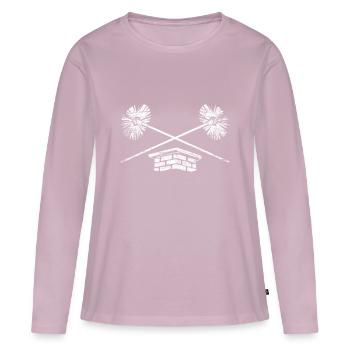 Cadeau ramoneur - T-shirt manches longues Premium bio Femme - rose poudré - Devant - Julia (174cm)