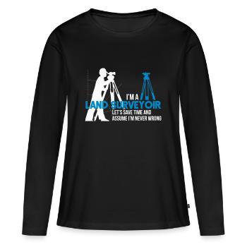 land surveyor - Women's Premium Organic Long Sleeve Shirt - black - Front - Julia (174cm)