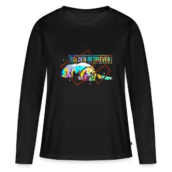 Golden retrievers - T-shirt manches longues Premium bio Femme - noir - Devant - Julia (174cm)