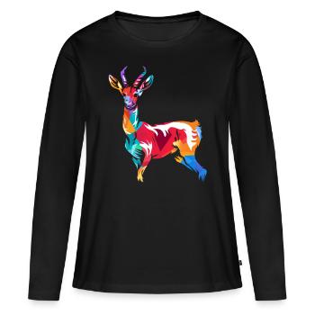 Gazelle Polygon - Frauen Premium Bio Langarmshirt - Schwarz - Vorne - Julia (174cm)
