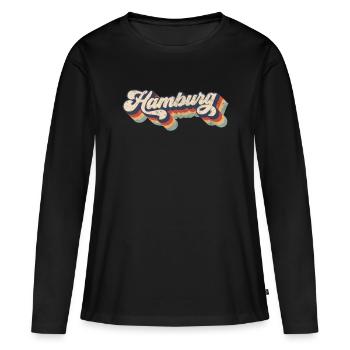 Cadeau rétro de Hambourg - T-shirt manches longues Premium bio Femme - noir - Devant - Julia (174cm)