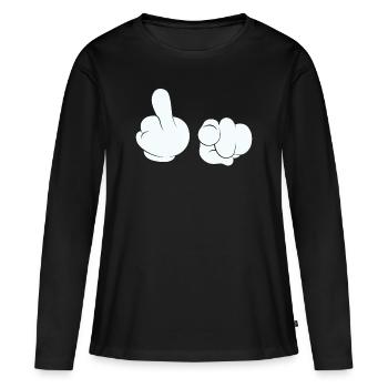Baise toi doigts puants majeur - T-shirt manches longues Premium bio Femme - noir - Devant - Julia (174cm)