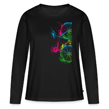 Fahrrad Radfahrer Geschenk - Frauen Premium Bio Langarmshirt - Schwarz - Vorne - Julia (174cm)