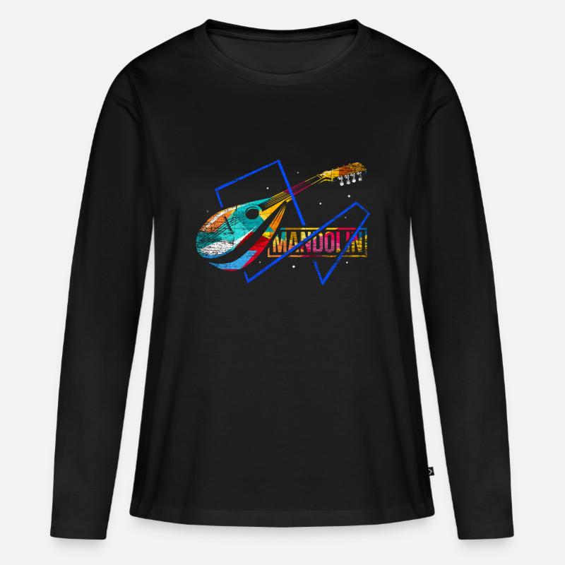 Mandoline Polygon Geschenk - Frauen Premium Bio Langarmshirt - Schwarz