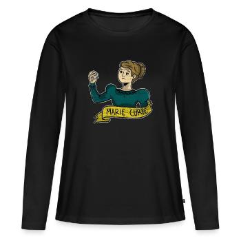 Cadeau de physicien Marie Curie - T-shirt manches longues Premium bio Femme - noir - Devant - Julia (174cm)